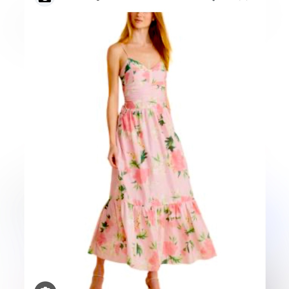 Vineyard Vines Pink Floral Spaghetti-Strap Maxi Dress